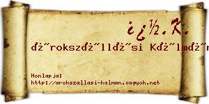 Árokszállási Kálmán névjegykártya