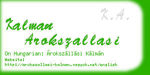 kalman arokszallasi business card